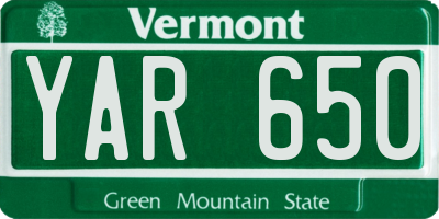 VT license plate YAR650