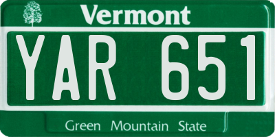 VT license plate YAR651