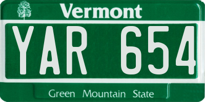 VT license plate YAR654
