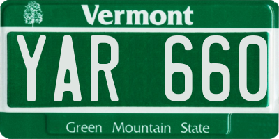 VT license plate YAR660