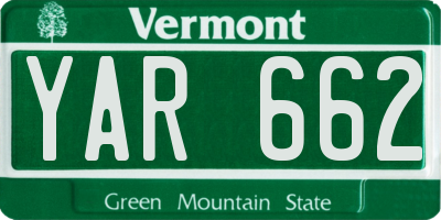VT license plate YAR662