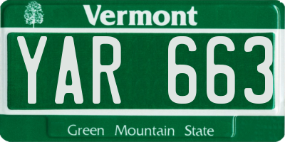 VT license plate YAR663