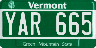 VT license plate YAR665