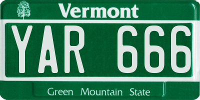 VT license plate YAR666