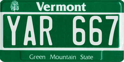 VT license plate YAR667