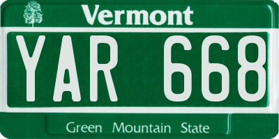 VT license plate YAR668