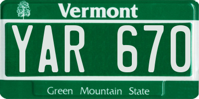 VT license plate YAR670