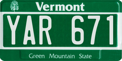 VT license plate YAR671