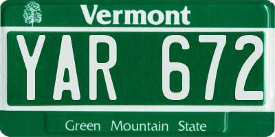 VT license plate YAR672