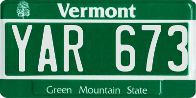 VT license plate YAR673