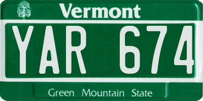 VT license plate YAR674