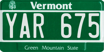 VT license plate YAR675