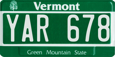 VT license plate YAR678