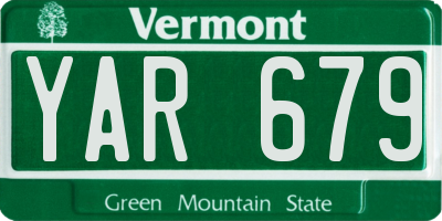 VT license plate YAR679
