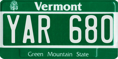 VT license plate YAR680