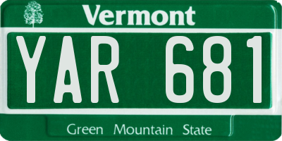 VT license plate YAR681