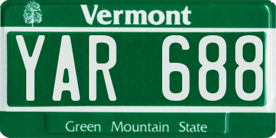 VT license plate YAR688