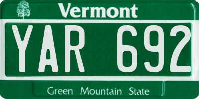 VT license plate YAR692