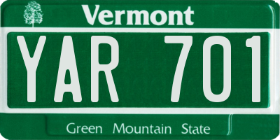 VT license plate YAR701