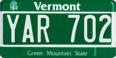 VT license plate YAR702