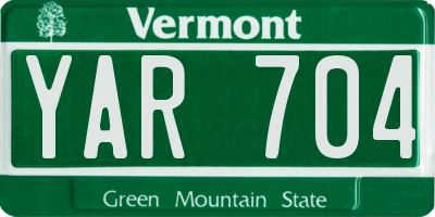 VT license plate YAR704
