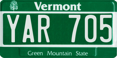 VT license plate YAR705