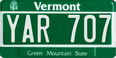 VT license plate YAR707