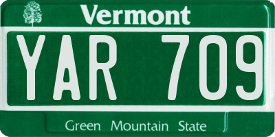 VT license plate YAR709