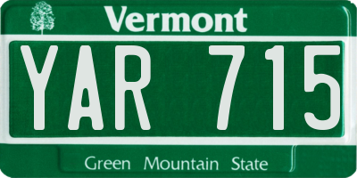 VT license plate YAR715