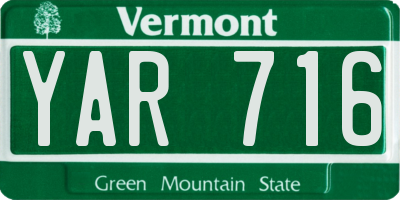 VT license plate YAR716