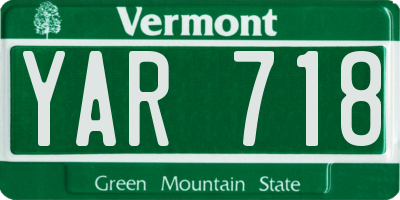 VT license plate YAR718