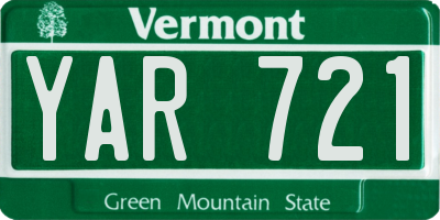 VT license plate YAR721
