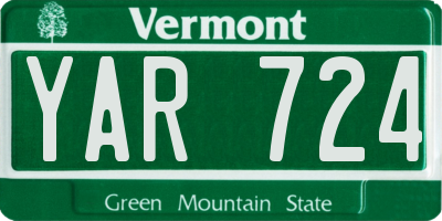 VT license plate YAR724