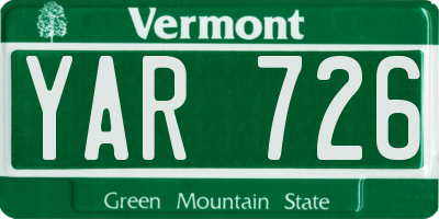 VT license plate YAR726