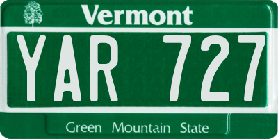 VT license plate YAR727