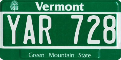 VT license plate YAR728