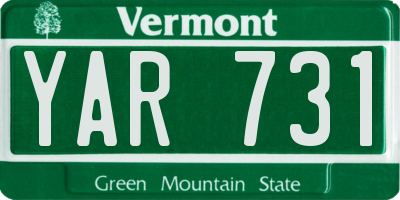 VT license plate YAR731