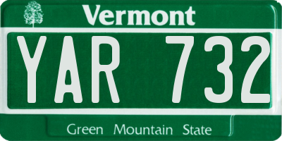 VT license plate YAR732