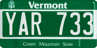 VT license plate YAR733