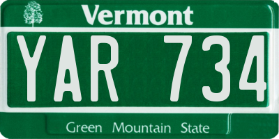 VT license plate YAR734