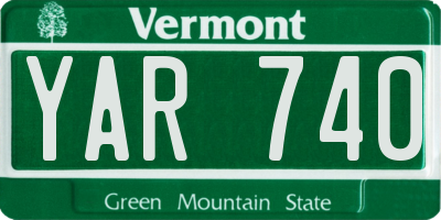 VT license plate YAR740