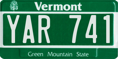 VT license plate YAR741