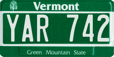 VT license plate YAR742