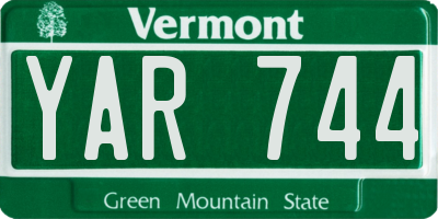 VT license plate YAR744