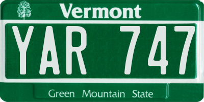 VT license plate YAR747