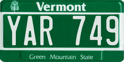 VT license plate YAR749