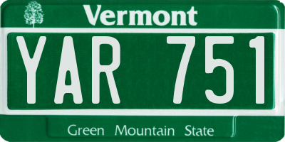 VT license plate YAR751