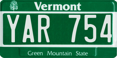 VT license plate YAR754