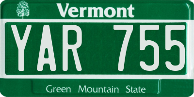 VT license plate YAR755