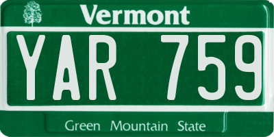 VT license plate YAR759